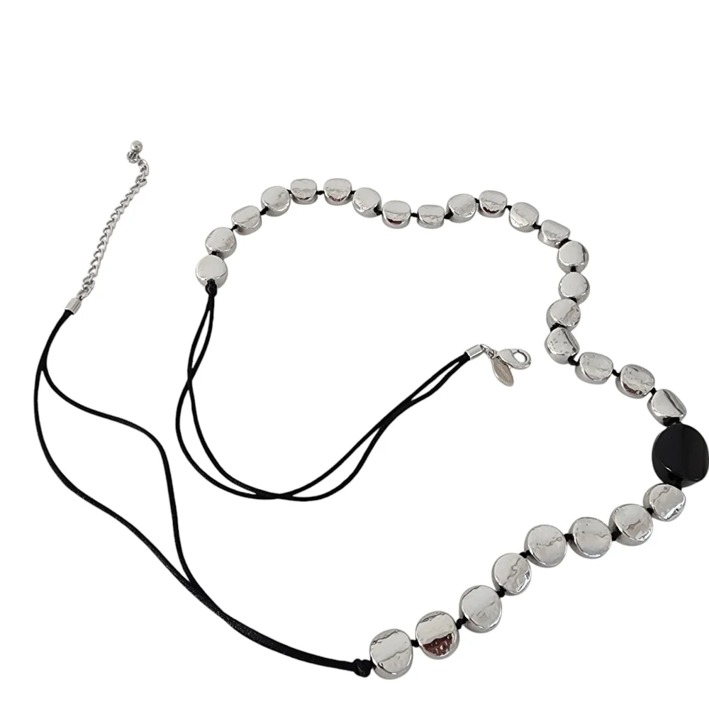 Chico's belt silver chunky beads adjustable length silver like new condition